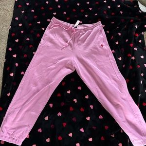 Vs pink sweat pants with red heart ❤️
